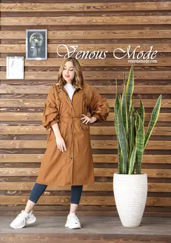 خرید آنلاین و حضوری بارانی آستردار آستین پفی کد 853 ونوس مد