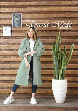 خرید آنلاین و حضوری بارانی آستردار آستین پفی کد 853 ونوس مد