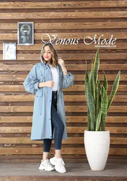 خرید آنلاین و حضوری بارانی آستردار آستین پفی کد 853 ونوس مد