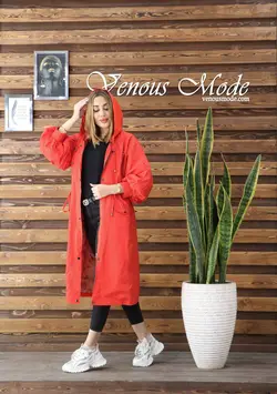 خرید آنلاین و حضوری بارانی آستردار آستین پفی کد 853 ونوس مد