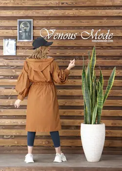 خرید آنلاین و حضوری بارانی آستردار آستین پفی کد 853 ونوس مد