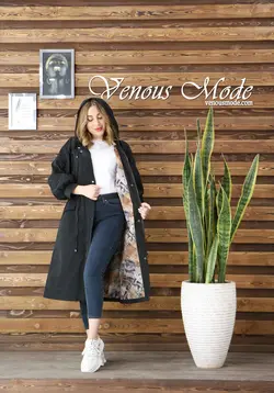 خرید آنلاین و حضوری بارانی آستردار آستین پفی کد 853 ونوس مد