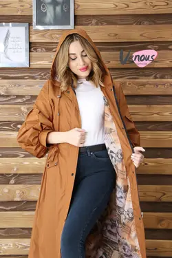 خرید آنلاین و حضوری بارانی آستردار آستین پفی کد 853 ونوس مد