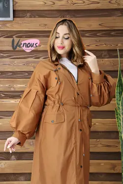 خرید آنلاین و حضوری بارانی آستردار آستین پفی کد 853 ونوس مد