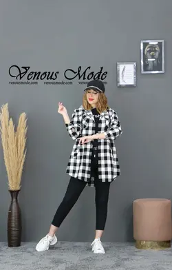 خرید آنلاین و حضوری مانتو چهارخونه کلاهدار کد 826 در ونوس مد