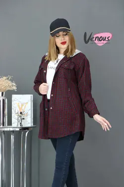 خرید آنلاین و حضوری مانتو چهارخونه کلاهدار کد 826 در ونوس مد