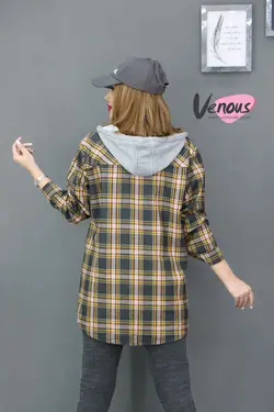 خرید آنلاین و حضوری مانتو چهارخونه کلاهدار کد 826 در ونوس مد