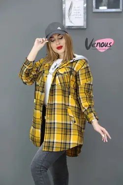 خرید آنلاین و حضوری مانتو چهارخونه کلاهدار کد 826 در ونوس مد