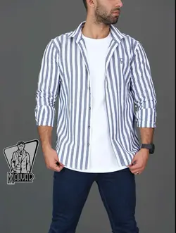 پیراهن راه راه مردانه RITON کد 348 شیک و کلاسیک در ونوس مد