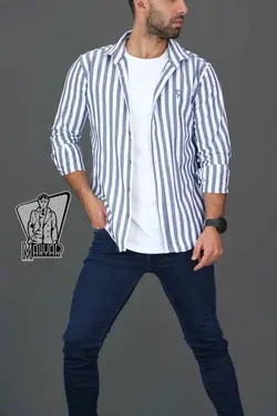 پیراهن راه راه مردانه RITON کد 348 شیک و کلاسیک در ونوس مد