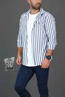 پیراهن راه راه مردانه RITON کد 348 شیک و کلاسیک در ونوس مد