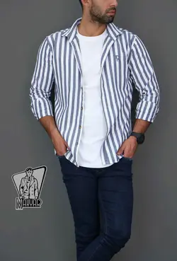 پیراهن راه راه مردانه RITON کد 348 شیک و کلاسیک در ونوس مد