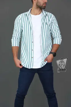 پیراهن راه راه مردانه RITON کد 348 شیک و کلاسیک در ونوس مد
