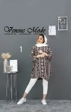 خرید آنلاین و حضوری مانتو نخی هاوایی طرحدار کد 724 در ونوس مد