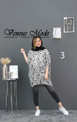 خرید آنلاین و حضوری مانتو نخی هاوایی طرحدار کد 724 در ونوس مد