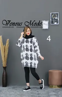 خرید آنلاین و حضوری مانتو نخی هاوایی طرحدار کد 724 در ونوس مد