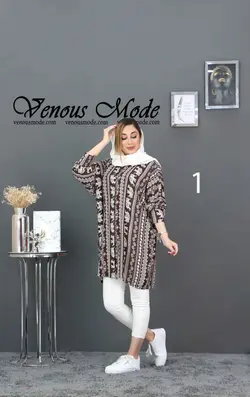 خرید آنلاین و حضوری مانتو نخی هاوایی طرحدار کد 724 در ونوس مد