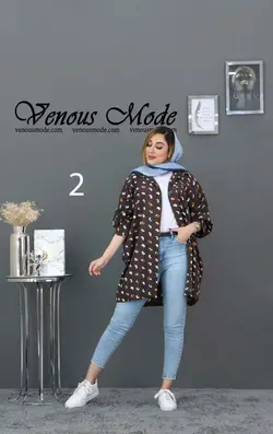 خرید آنلاین و حضوری مانتو نخی هاوایی طرحدار کد 724 در ونوس مد