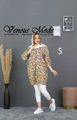 خرید آنلاین و حضوری مانتو نخی هاوایی طرحدار کد 724 در ونوس مد