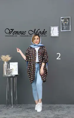 خرید آنلاین و حضوری مانتو نخی هاوایی طرحدار کد 724 در ونوس مد