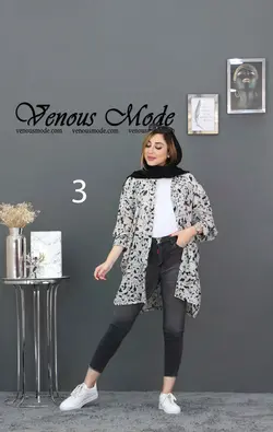 خرید آنلاین و حضوری مانتو نخی هاوایی طرحدار کد 724 در ونوس مد