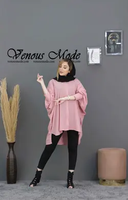 خرید آنلاین و حضوری مانتو حریر میله ای خفاشی کد 672 ونوس مد