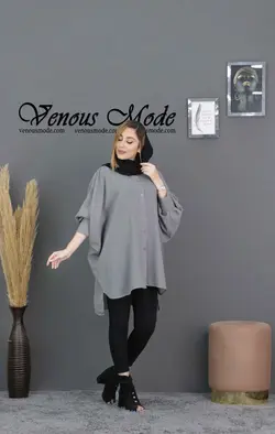 خرید آنلاین و حضوری مانتو حریر میله ای خفاشی کد 672 ونوس مد