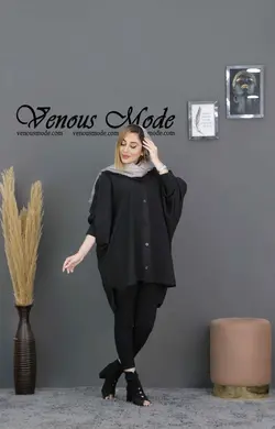 خرید آنلاین و حضوری مانتو حریر میله ای خفاشی کد 672 ونوس مد