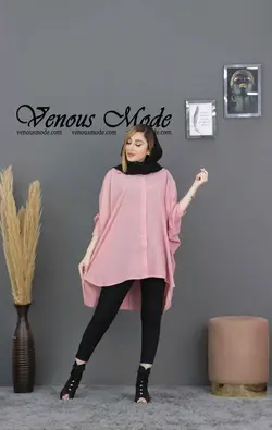 خرید آنلاین و حضوری مانتو حریر میله ای خفاشی کد 672 ونوس مد