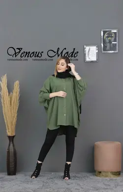 خرید آنلاین و حضوری مانتو حریر میله ای خفاشی کد 672 ونوس مد