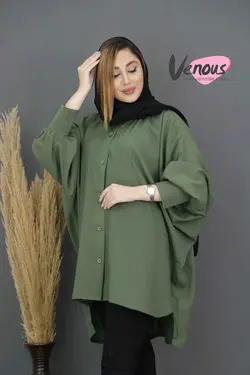 خرید آنلاین و حضوری مانتو حریر میله ای خفاشی کد 672 ونوس مد