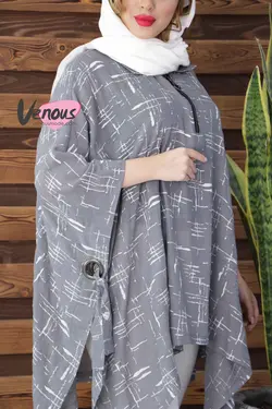 خرید آنلاین و حضوری مانتو پانچ جلوبسته حلقه دار کد 669