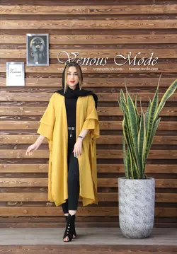 خرید آنلاین و حضوری مانتو حریر میله ای بغل بنددار کد 611