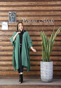 خرید آنلاین و حضوری مانتو حریر میله ای بغل بنددار کد 611