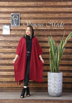 خرید آنلاین و حضوری مانتو حریر میله ای بغل بنددار کد 611