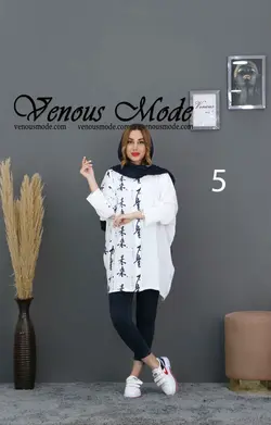 خرید آنلاین و حضوری مانتو طرح دار ابروبادی کد 578 ونوس مد