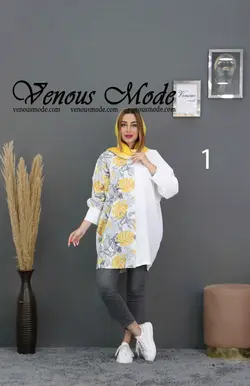 خرید آنلاین و حضوری مانتو طرح دار ابروبادی کد 578 ونوس مد