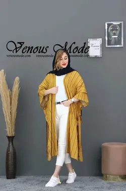 خرید آنلاین و حضوری مانتو نخی بلند راه راه کد 542 در ونوس مد