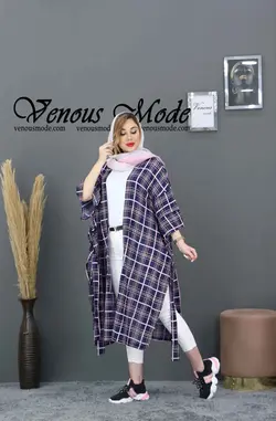 خرید آنلاین و حضوری مانتو نخی بلند راه راه کد 542 در ونوس مد