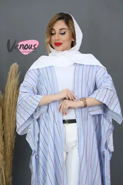 خرید آنلاین و حضوری مانتو نخی بلند راه راه کد 542 در ونوس مد