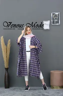 خرید آنلاین و حضوری مانتو نخی بلند راه راه کد 542 در ونوس مد