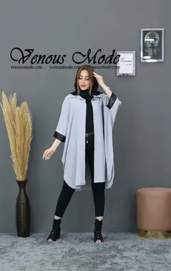 خرید اینترنتی و حضوری مانتو پانچ آستین پولک کد 488 ونوس مد