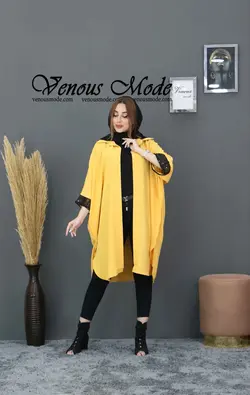 خرید اینترنتی و حضوری مانتو پانچ آستین پولک کد 488 ونوس مد