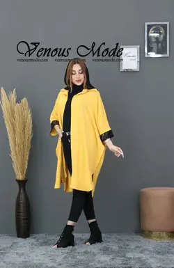 خرید اینترنتی و حضوری مانتو پانچ آستین پولک کد 488 ونوس مد