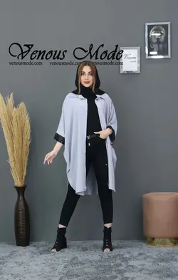 خرید اینترنتی و حضوری مانتو پانچ آستین پولک کد 488 ونوس مد