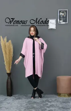 خرید اینترنتی و حضوری مانتو پانچ آستین پولک کد 488 ونوس مد