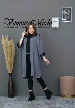 خرید اینترنتی و حضوری مانتو پانچ آستین پولک کد 488 ونوس مد