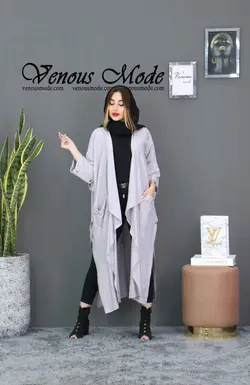 خرید اینترنتی و حضوری مانتو بلند بغل دکمه با پارچه خنک کریشه