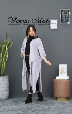 خرید اینترنتی و حضوری مانتو بلند بغل دکمه با پارچه خنک کریشه