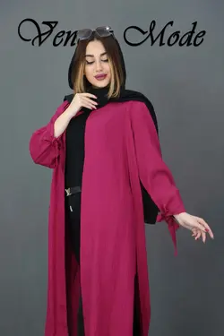 خرید اینترنتی مانتو بلند آستین بنددار کد 392 | فروشگاه اینترنتی ونوس مد